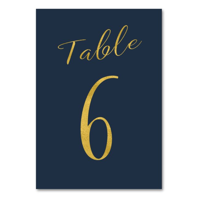 Wedding table number gold glitter navy elegant (Front)
