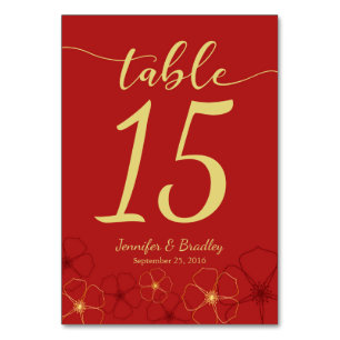 Wedding Table Number in Chinese Cherry Blossoms