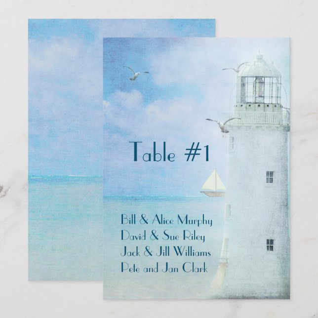 Wedding table number-lighthouse invitation (Front/Back)
