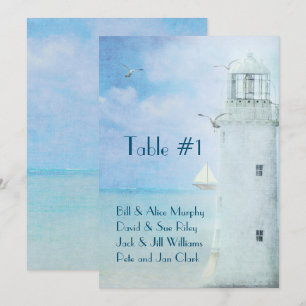Wedding table number-lighthouse invitation