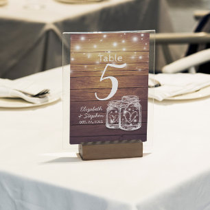 Wedding Table Number + Menu Mason Jar String Light