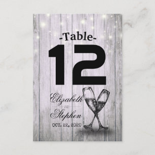 Wedding Table Number Seating Place Champagne Glass