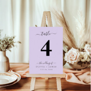 Wedding Table Number Simple Solid Purple Colour
