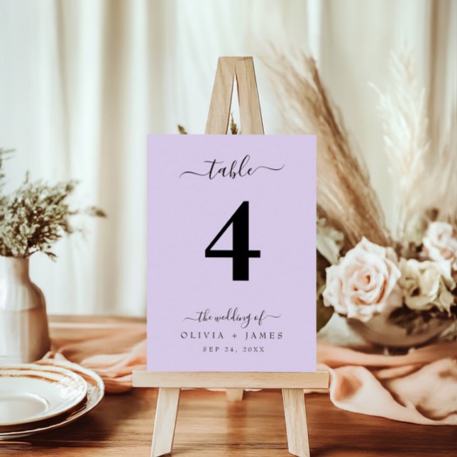 Wedding Table Number Simple Solid Purple Colour  (Wedding Table Number Simple Solid Purple Color)