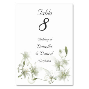 Wedding Table Number Wedding White Flowers Floral