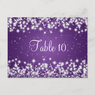 Wedding Table Number Winter Sparkle Purple Postcard