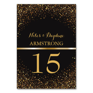 Wedding Table Numbers   Black Elegant Gold Glitter