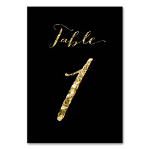 Wedding Table Numbers Black Gold Foil No. 1