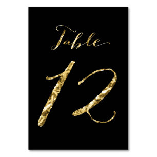 Wedding Table Numbers Black Gold Foil No. 12
