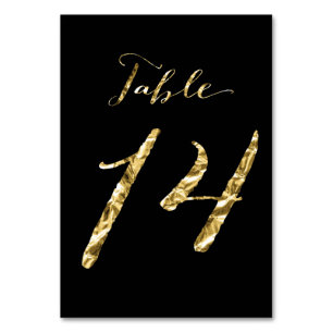 Wedding Table Numbers Black Gold Foil No. 14