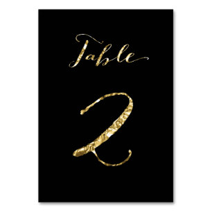 Wedding Table Numbers Black Gold Foil No. 2