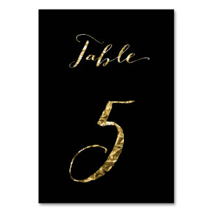 Wedding Table Numbers Black Gold Foil No. 5