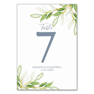 Wedding Table Numbers Botanical Greenery