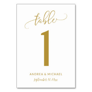 Wedding Table Numbers Bounce Script (Gold) 1