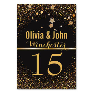 Wedding Table Numbers   Elegant Gold Glitter Stars