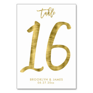 Wedding Table Numbers Gold Foil Effect Number 16