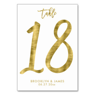 Wedding Table Numbers Gold Foil Effect Number 18