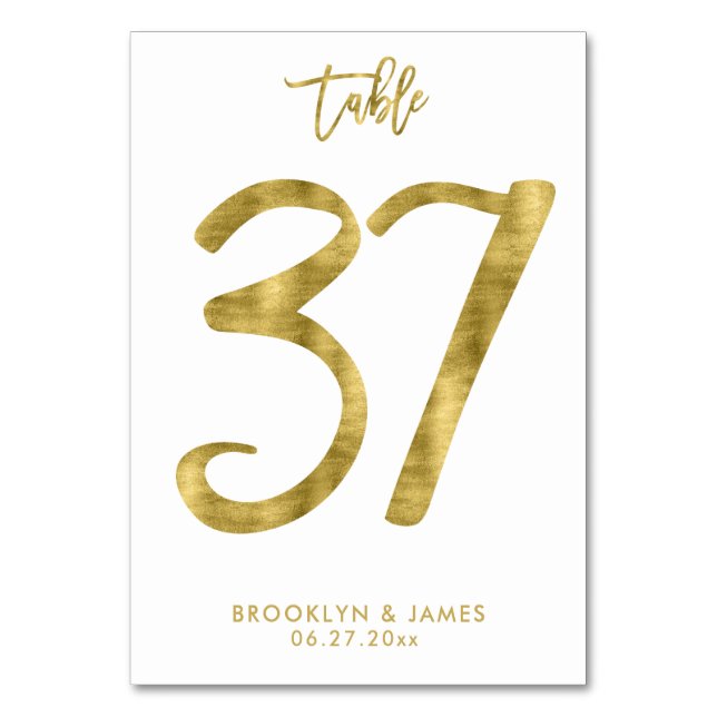 Wedding Table Numbers Gold Foil Effect Number 37 (Front)