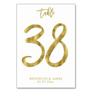 Wedding Table Numbers Gold Foil Effect Number 38