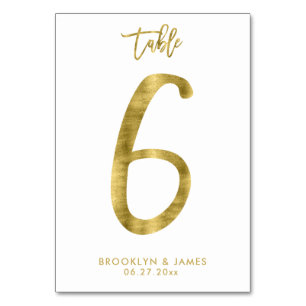 Wedding Table Numbers Gold Foil Effect Number 6