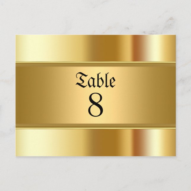 Wedding table Numbers Gold Postcard (Front)