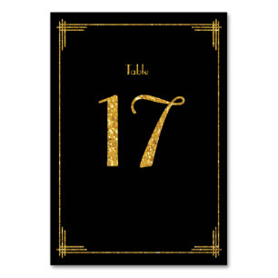 Wedding Table Numbers Gold Sequins Art Deco 17
