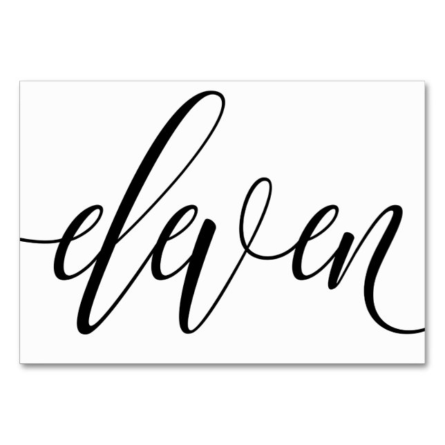 Wedding Table Numbers - Luxe Typography - Black 11 (Front)