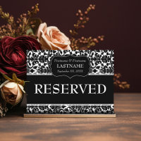 Wedding Table RESERVED Sign Damask Pattern