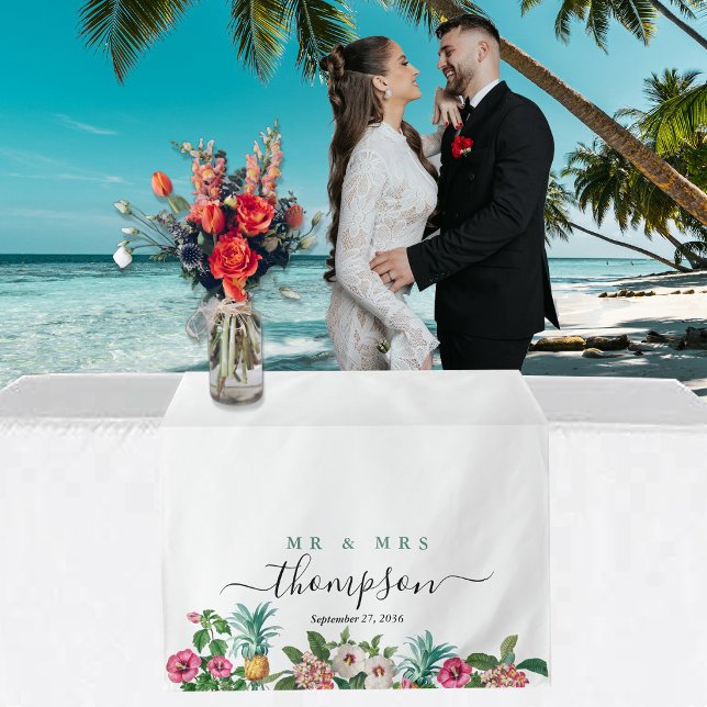 Wedding Table Runner Custom Tropical Flowers Tapestry (Wedding Table Runner Custom Tropical Flowers Tapestry)