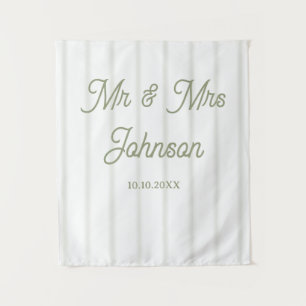 Wedding Table Runner, Sage Green Tapestry Banner