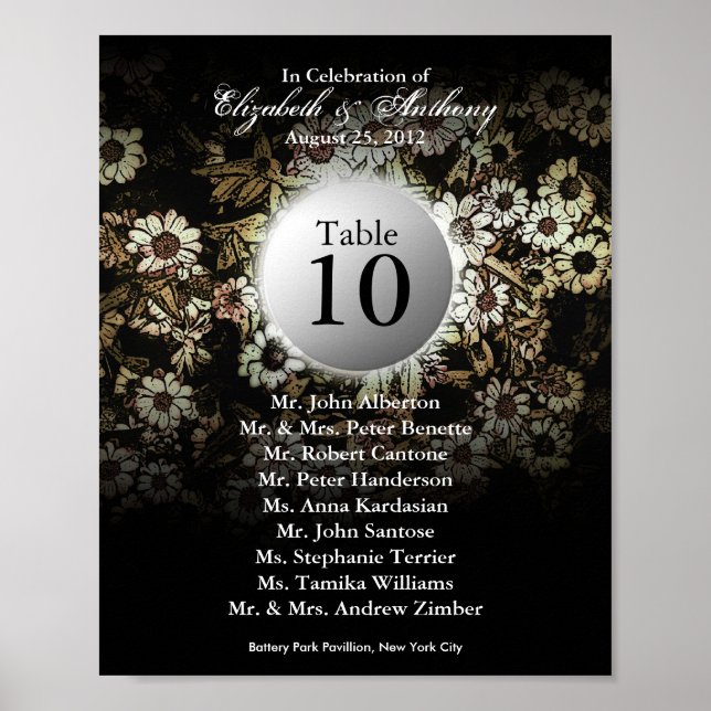 Wedding Table Seating Chart Print Natural Floral (Front)