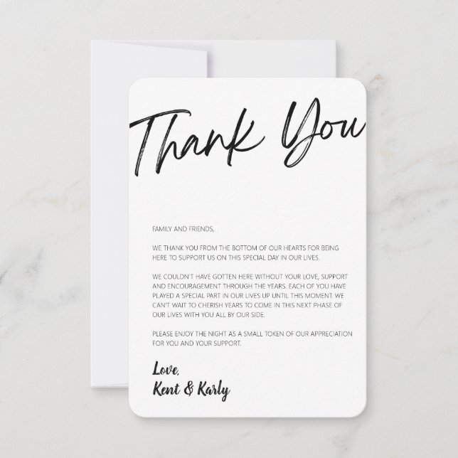 Wedding Table Thank You Card (Front)