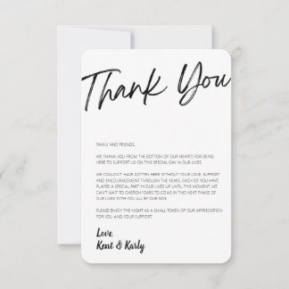 Wedding Table Thank You Card