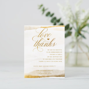 Wedding Table Thank You Cards Gold Foil Marble