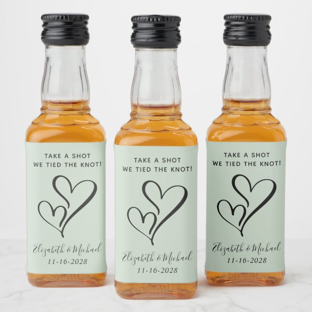 Wedding Take A Shot We Tied The Knot Sage Liquor Bottle Label (Bottles)