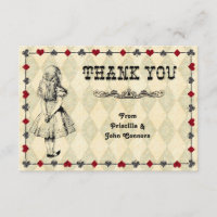 Wedding Tank you Card,Alice in Wonderland