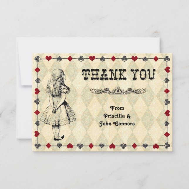 Wedding Tank you Card,Alice in Wonderland Thank You Card (Front)