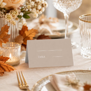 Wedding taupe cream modern simple place card