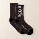 Wedding Team Bride Personalized Socks<br><div class="desc">A fun personalized Team Bride wedding favour gift for your friends and family. You can personalize these souvenir keepsake socks with your first names and wedding date in white typography against a black background.</div>