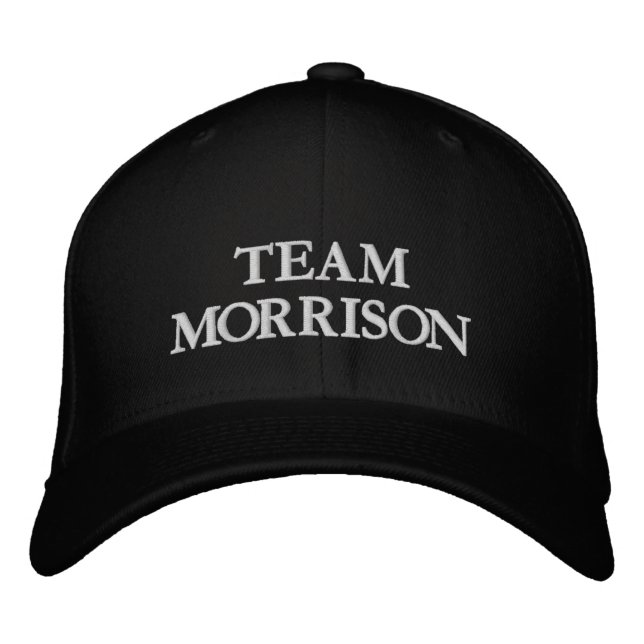 Wedding Team Family name black and white chic Embroidered Hat (Front)