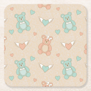 Wedding-teddies Square Paper Coaster
