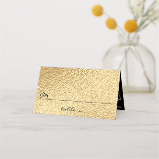 Wedding Tent Card Placecard Elegant Gold and Black