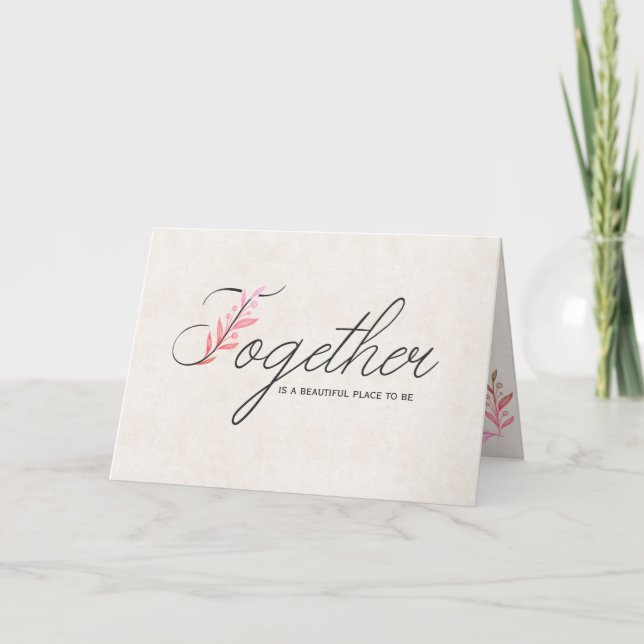 wedding text with floral design card (Front)