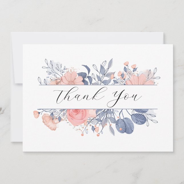 Wedding Thank Floral Botanical You Card (Front)