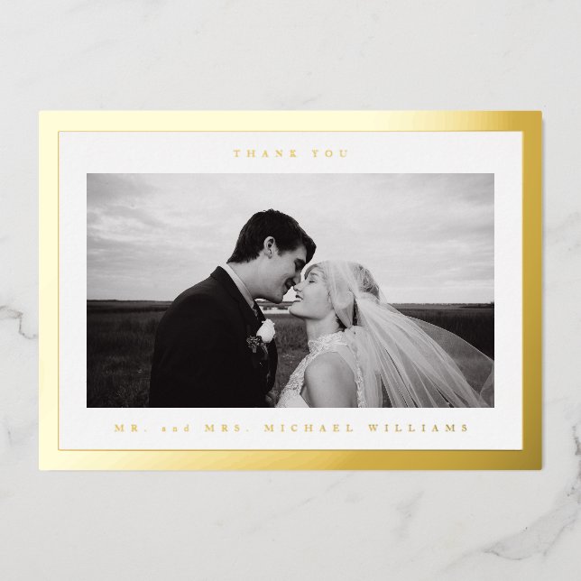 WEDDING THANK YOU | Add Your Photo Foil Holiday Card (Front)