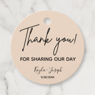Wedding Thank you Beige Favour Tags