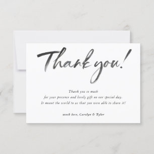 WEDDING THANK YOU black ink calligraphy photo