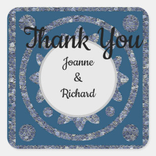 Wedding Thank You Blue Medieval Style Elegant Seal