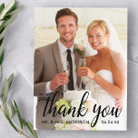 Wedding Thank You Bride and Groom Photo B Postcard<br><div class="desc">Wedding Thank You Bride and Groom Photo Postcard - Black Script</div>