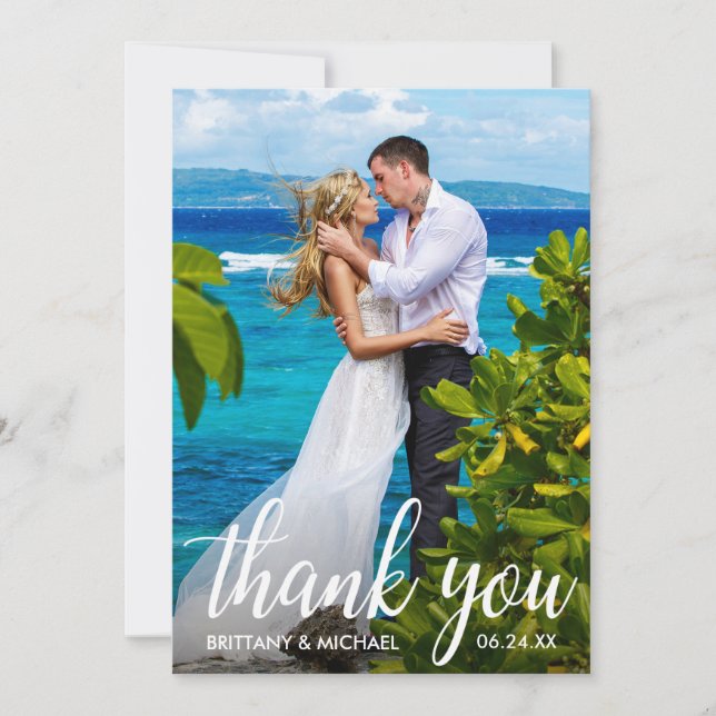 Wedding Thank You Bride Groom Photo Card (Front)